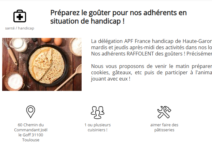 Préparer le goûter pour nos adhérents en situation de handicap